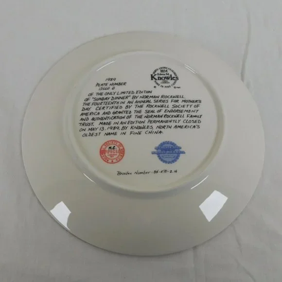 Norman Rockwell Collector Plate Knowles Mother's Day 1989 “Sunday Dinner” COA - Picture 3 of 5